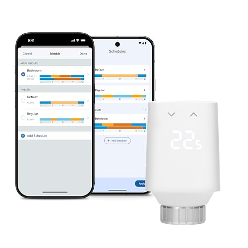 Eve Thermo (Matter, 5e gén) – Smart Thermostat Radiator Valve, Nouveau Design, Automatic Temperature Control, Alexa, Apple Home, Samsung SmartThings, Google Home, Nécessite Un concentrateur