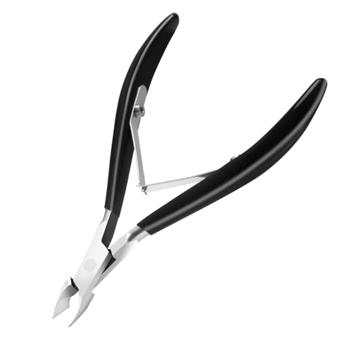 CGBE Corta Cuticulas Profesional: Cortacuticulas Afiladas de Acero Inoxidable - Mango Antideslizante - Pinza Cuticulas para Quitar Exceso de Cutículas y Piel Muerta - Negro