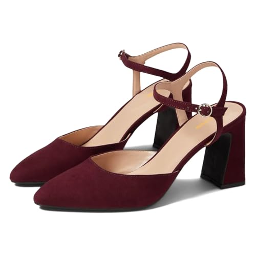 Tang'scuisins Women Stylish Ankle Strap Buckle Pumps Closed Pointed Toe Chunky High Heel Sandals Dressy Party Working Formal Daily Shoes Size 4-16 US