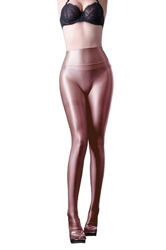 Image of Ultra Sheer Workout Leggings Shiny Tights for Women Control Top to Waist Pantyhose Tummy Control Glossy Panty Hose