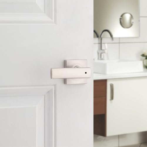 Kwikset Breton Interior Privacy Door Handle with Lock, Door Lever For Bathroom and Bedroom, Satin Nickel Reversible Keyless Turn Lock, with Microban Protection - image 2