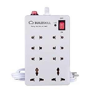 Buildskill 240V Heavy Duty 8 Socket Extension Boards (White)