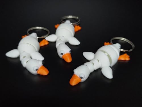 Pack of 3 | Quirky Flexi Duck Keychains | Articulated Duck Charm Accessories | Playful Design | Durable Bioplastic | Key Rings for Bags, Handbags,...