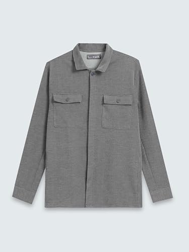 Image of StitchX Men's Stretchy Long Overshirt Melange Knitted Shacket