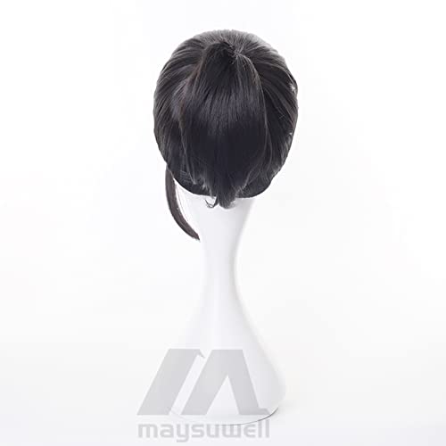 Black Bun Short Straight Cosplay Wig for Men Conventions Halloween Comic Con Party Japanese Popular Magic Battle Anime Heat Resistan Hair - Image 4
