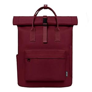 KALIDI Rugzak voor dames en heren, dagrugzak met laptopvak, uniseks, moderne roltop rugzak, waterdichte schoolrugzak, casual backpack voor school, vrije tijd, universiteit en werk, wijnrood, One-size, rugzak