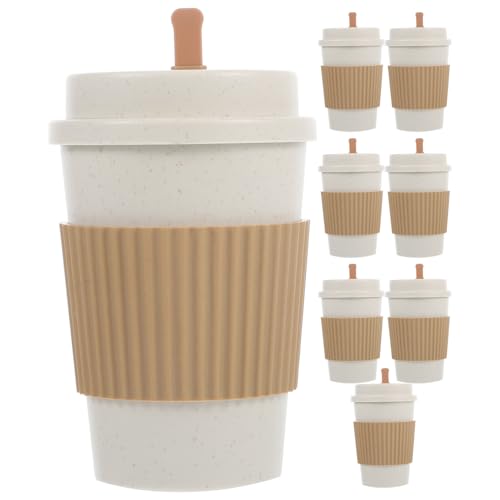 HIAKDOFT 8個 高耐熱使い捨てコーヒーカップ 蓋付き?拌器付き 多用途業務用茶水カップ 会議 パーティー対応