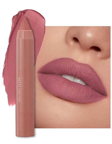 Erinde Lápiz de Labial 2 en 1 mate y delineador de labios, labial permanente larga duración 12 H, resistente al agua y al agua, esmalte de labios de terciopelo de larga duración, hidratante