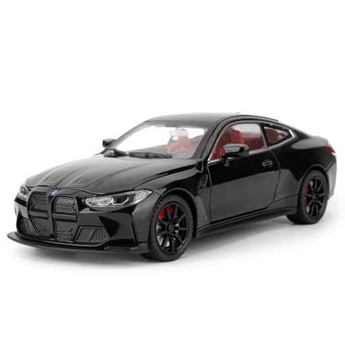 TGRCM-CZ 1/24 BMW M4 Model Car, in lega di zinco, modello auto con suono e luce, per collezionisti e bambini dai 3 anni in su, regalo di compleanno (nero)