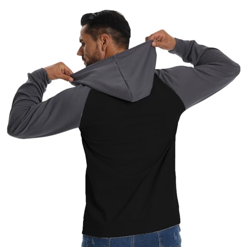 Men's Hoodies American Flag Print Sweatshirt Waffle Raglan Split Color Graphic Casual Drawstring Pullover3