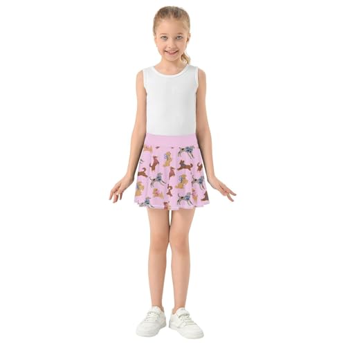 Girls Skorts High Waist Athletic Skirts with Shorts Dogs Stretchy Teens Performance Tennis4