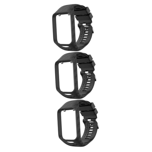 Bracelet montre silicone noir confortable et facile à installer avec boucle ajustable