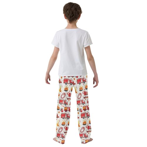 Pajama Bottoms, Fire Trucks Pattern Pajamas Pant Lounge Wear Sleep Long Pants Casual Sleepwear PJS3