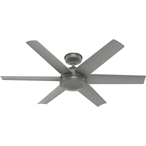 Image of Hunter Jetty, Outdoor or Indoor, Ceiling Fan, 52 inch, Matte Silver