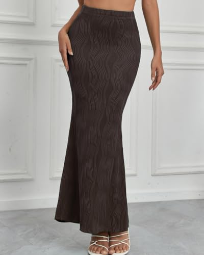 Sulozom Women's Summer Casual High Waist Bodycon Fishtail Mermaid Maxi Long Skirt3