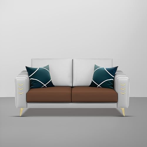 Image of Casaliving Falco 2 Seater Sofa Set for Living Room (Brown Grey Fabric) Premium Fabric Sofa