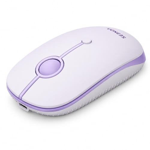 Image of Seenda Bluetooth Wireless Mouse, MOU001 Rechargeable Silent Mouse, Multi-Device Connectivity(Dual Bluetooth+2.4G USB), Portable Computer Mouse for Laptop iPad Macbook Tablet PC Phone, Purple