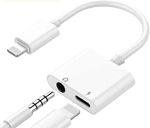 Adaptador de Auriculares para iPhone Adaptador Conector de Auriculares 3.5 mm Jack Dongle Adaptador para iPhone 7/8 /8 Plus/X/XS MAX /11 AUX Audio 2 in 1 Accesorios Soporta para Todos iOS