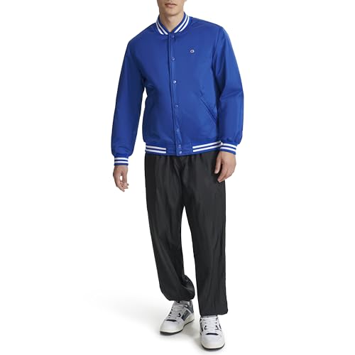Image of Champion Men's Logo Striped-trim Varsity Jacket