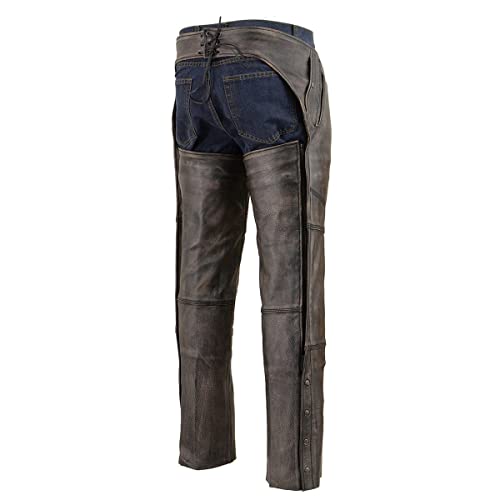 Image of Milwaukee Leather Men's Thermal Lined Premium Leather Motorcycle Bikers Riders Chaps