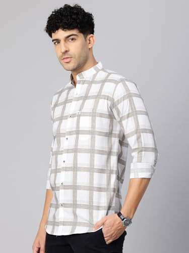 Image of Majestic Man Men's Pure Cotton Mandarin Collar Slim Fit Casual Shirt