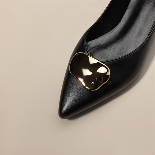 Women's Pointed Closed Pump Chunky Low Block Heel Metallic Pull-On Work Office Church Casual Dress Shoes Comfortable Business Party Dating All Weather Shopping Daily Wear Pumps3