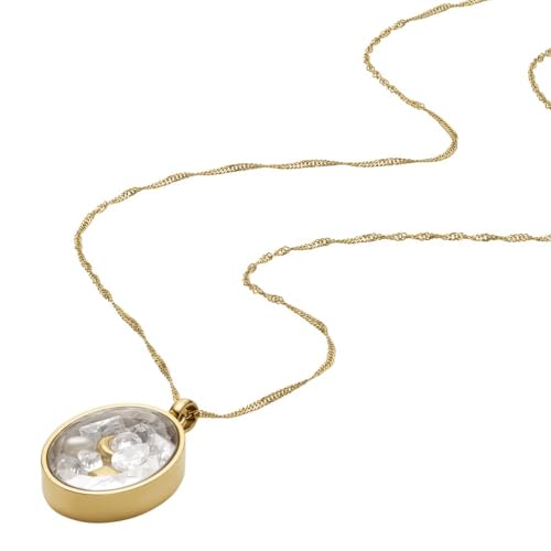 Image of Fossil Women's Gold-Tone Stainless Steel Pendant Chain Necklace for Women