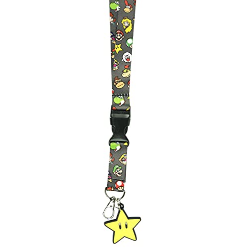 Cordão Super Mario Bros Star Power Up dupla face
