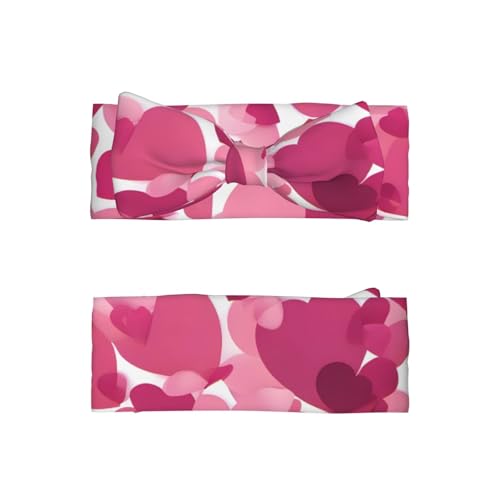 pink hearts Pattern Baby Bow Headband Super Stretchy Soft Bows Hair Accessories for Newborn Infants Toddlers Kids Girls2