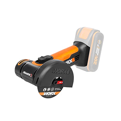 WORX WX801.9 Mini Akumulatorowa Szlifierka Kątowa Chopper 20V, Kompaktowa Szlifierka o Smukłej Obudowie, do Szlifowania i Cięcia, do Metalu, Płytek, Plastiku, bez Akumulatora i Ładowarki