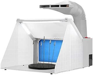 Portable Spray Booth Hose Kit with 3 LED Light Tubes, Turn Table for Airbrush Model with Filter Extraction