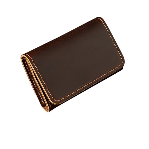 Handmade Leather Credit Card Holder Mini Front Pocket Cardholder Small Business Card Travel Wallets for Men Dark Coffee Color