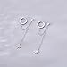 Star 925 Sterling Silver Double Piercing Earrings Huggie Cuff Chain for Women Teen Girls 2 Holes CZ Charm Dangle Drop Small Hoop Earrings Cartilage Climber Jewelry