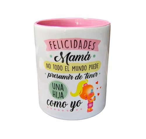 Sonrie | Taza Personalizada “Felicidades Mamá, no todo el mundo puede presumir de tener una hija como yo | Cerámica Premium 33 cl | Regalo Original y Elegante para Mamá | Regalo Día de la Madre