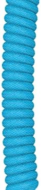GLORIOUS Coiled Keyboard Cable β Coiled USB C Cable Artisan Braided Cables for Mechanical Gaming Keyboard Coiled Cable - Custom Keyboard Cable (Electric Blue) - 3