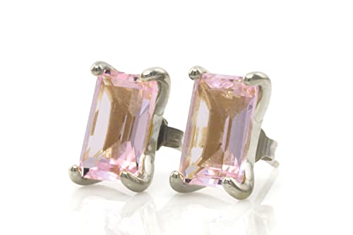 Quartz Rose boucles d'oreilles rectangulaires élégantes de tous les jours