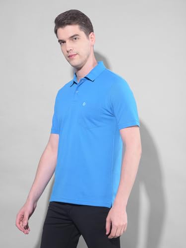 Image of Dollar Men's Pack of 1 Solid Cotton Blend Polo Neck T-Shirt