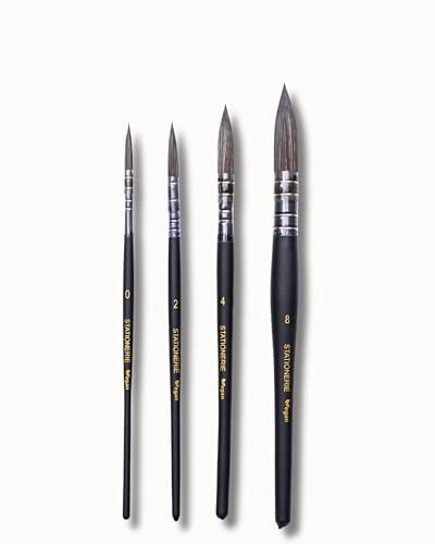 Image of Stationerie Paint Brushes Set /Handmade Professional Artist Painting Brush Set for Acrylic, Watercolor, & Gouache Painting with Brush Holder (Mop Set Matte)
