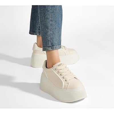 LUCKY STEP Women's Platform Fashion Sneakers Classic Wedge Canvas Casual Low Top Retro Walking Shoes