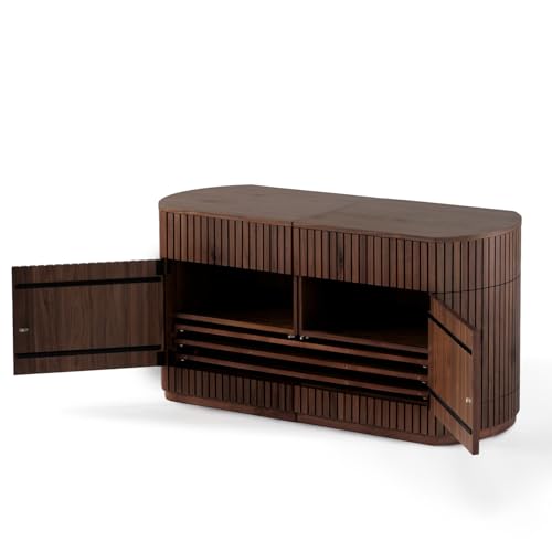 Transformer Table Round Sideboard Buffet Cabinet, Royal Brown - image 6