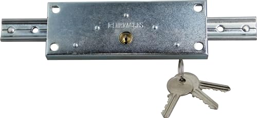 Serrure de rideau métallique à cylindre rond 155x55mm à tringle plate grand modèle - HERACLES - I-521100