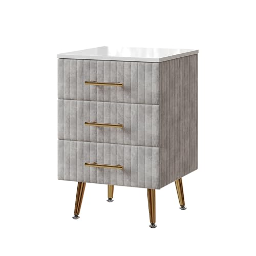 Vicco Table de Nuit Velia, Gris, 41x62cm avec 3 tiroirs, pour Le Rangement des Objets du Quotidien dans la Chambre à Coucher