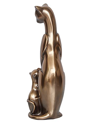 Image of eCraftIndia Handcrafted Polyresin and Bronze Cat and Kitten Statue Animal Figurines Decorative Showpiece for Home, Office, Living Rooms, Bedrooms - Ideal Gift for Cat Lovers, Birthday