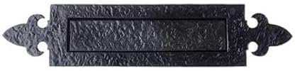 Image of Ironmongery Solutions® Black Antique Heavy Duty Cast Iron Postal Door Knocker Letter Box Plate (Fleur De LYS Design) – Traditional Front Door Letterplate with Knocker
