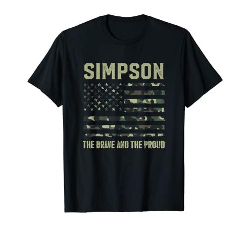 Simpson Nom Nom Prénom Camouflage Drapeau Américain T-Shirt