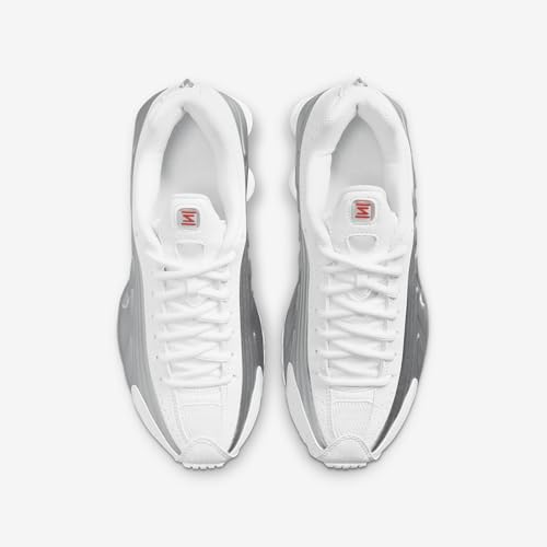 Nike Shox R4 Big Kids' Shoes (CW2626-101, White/White/Bright Crimson/Metallic Silver)4