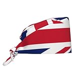 WHJSHOP Kochmütze mit britischer Flagge, für Damen und Herren, für Chirurgie, Stillen, Schwarz