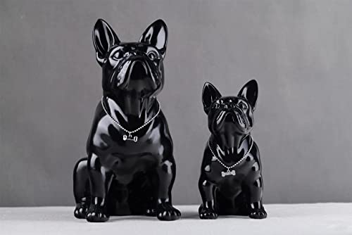 Wubianjie French Bulldog Statue Sitting Ceramic Dog Animal Statue Decorative Dog Sculpture For Garden Or Home Decor Decorative Living Room Kitchen Bedroom Entrance Bathroom Cabinet (8.6 In, Black) #TOP1