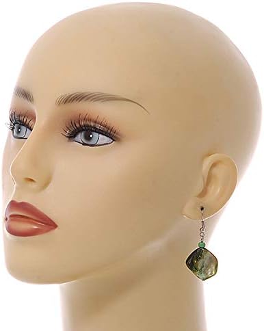Lime Green Shell Bead Drop Earrings/Silver Tone Hook/ 4cm L, light green - Image 3