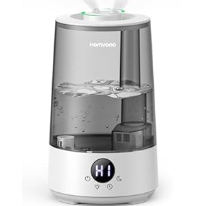Homvana Luchtbevochtiger voor slaapkamer, 3.6Liter Cool Mist Top-Fill, 23dB Stille Werking(SilentSpray Tech), Aromadiffuser voor Babykamer, 34uur looptijd, Auto-Diffuser, 7Colors nachtlampje, BPA Free